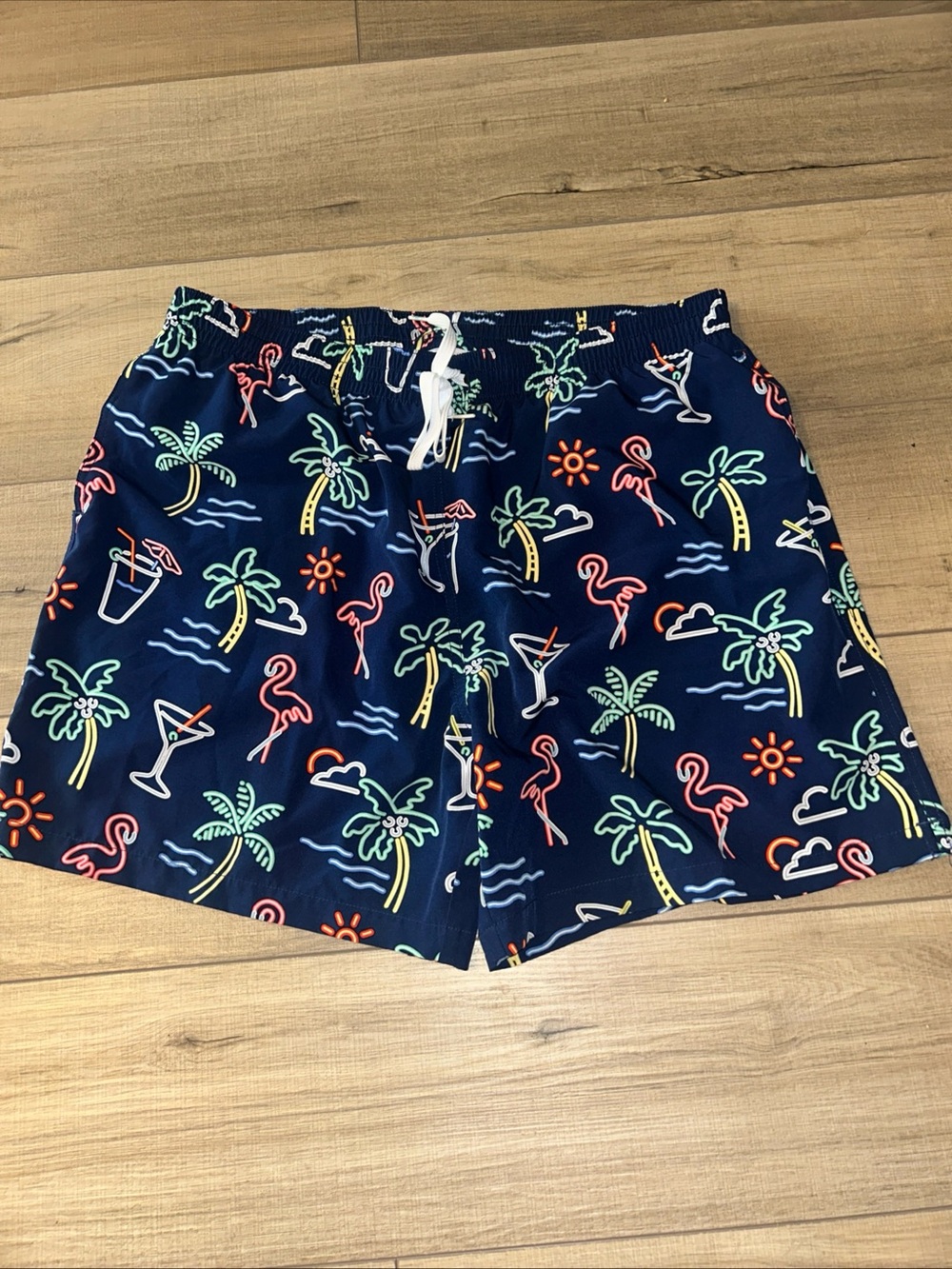 Chubbies Neon Lights Swim Trunk Shorts Flamingos Tropical Beach Cruise Mens XXL